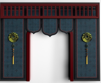 New Chinese Style TV Wall-ID:563574082