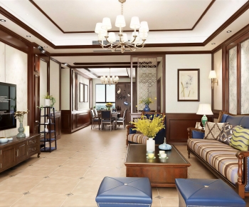 New Chinese Style A Living Room-ID:121370081