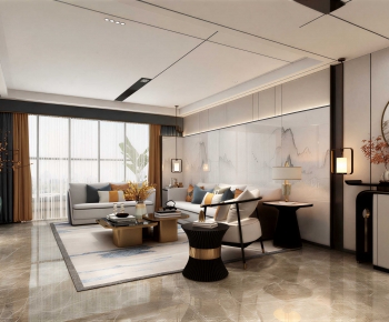 New Chinese Style A Living Room-ID:507481107