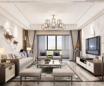 New Chinese Style A Living Room-ID:492289077