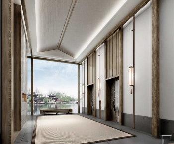 New Chinese Style Office Elevator Hall-ID:963695058