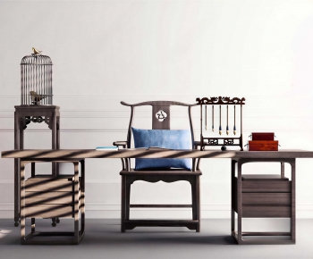 New Chinese Style Computer Desk And Chair-ID:892515909