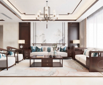 New Chinese Style A Living Room-ID:892580992