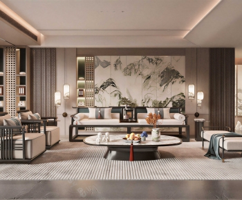 New Chinese Style A Living Room-ID:840892082