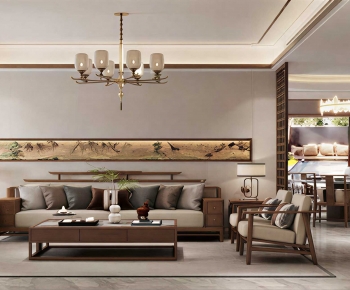 New Chinese Style A Living Room-ID:929246903