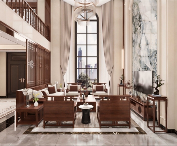 New Chinese Style A Living Room-ID:642652038