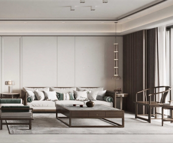 New Chinese Style A Living Room-ID:709424971