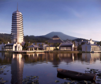 New Chinese Style Park Landscape-ID:554590948