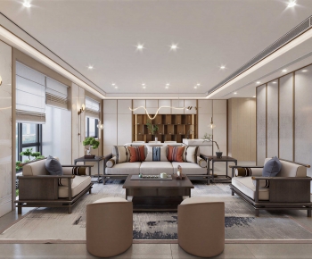 New Chinese Style A Living Room-ID:102752928