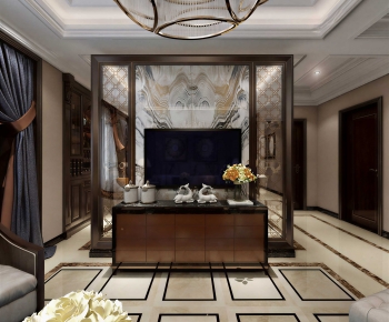 New Chinese Style A Living Room-ID:883954055