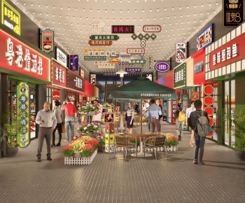 Hong Kong Style Commercial Street-ID:992918978