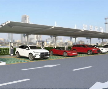 Modern Outdoor Parking Lot-ID:296869318