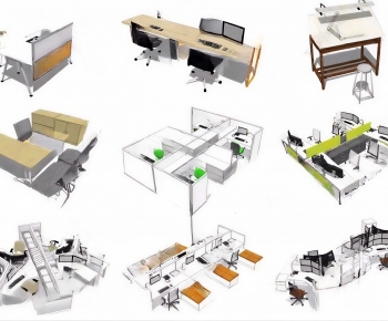 Modern Office Desk And Chair-ID:363769558