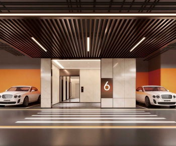 Modern Underground Parking Lot-ID:909308917