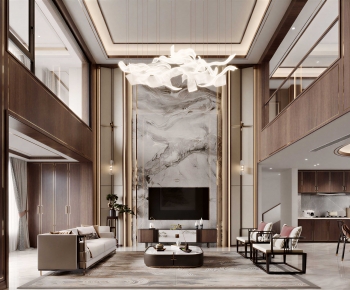 New Chinese Style A Living Room-ID:711491111