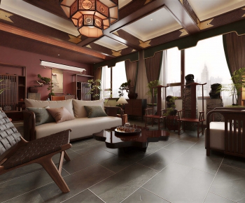 New Chinese Style A Living Room-ID:328609917