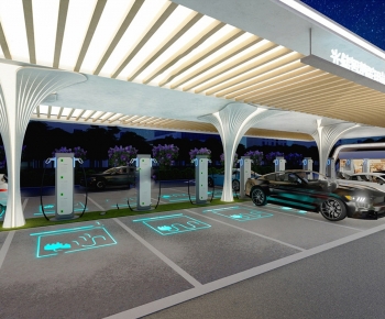 Modern Outdoor Parking Lot-ID:712857962