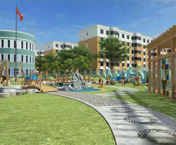 Modern Outdoor Space In Kindergarten-ID:158677109