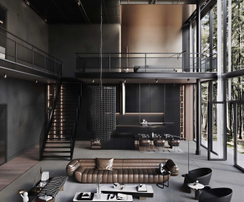 Industrial Style A Living Room-ID:527333023