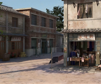 Retro Style Commercial Street-ID:263618958