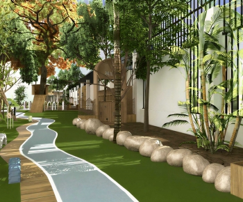 Modern Outdoor Space In Kindergarten-ID:345738894