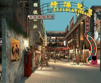 Retro Style Commercial Street-ID:815510996