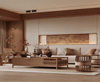 New Chinese Style A Living Room-ID:962933065
