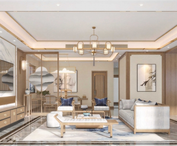 New Chinese Style A Living Room-ID:400332933