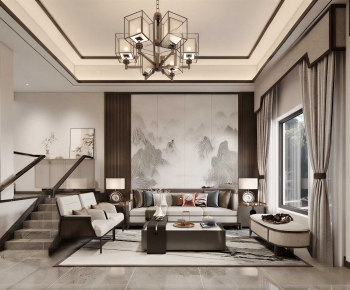 New Chinese Style A Living Room-ID:236973054