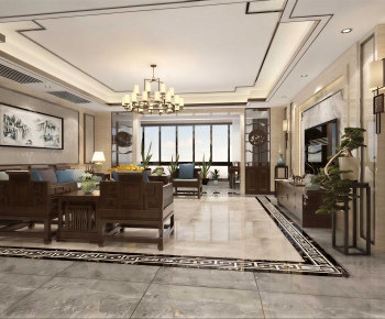 New Chinese Style A Living Room-ID:918571003