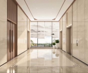 New Chinese Style Office Elevator Hall-ID:370877037