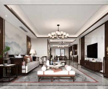New Chinese Style A Living Room-ID:185743093