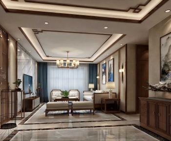 New Chinese Style A Living Room-ID:611943964