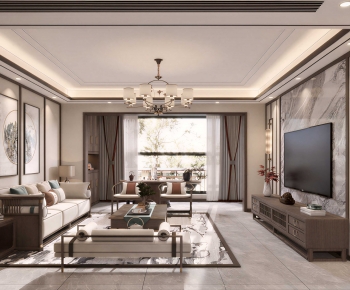 New Chinese Style A Living Room-ID:355247979