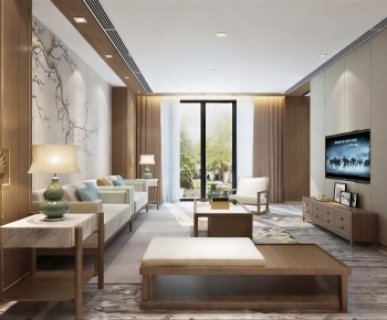 New Chinese Style A Living Room-ID:350620992