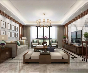 New Chinese Style A Living Room-ID:320837978