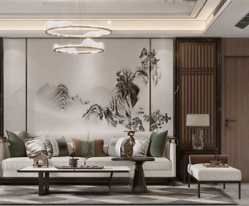 New Chinese Style A Living Room-ID:702271943
