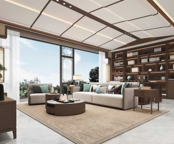 New Chinese Style A Living Room-ID:558927062