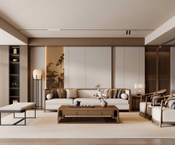 New Chinese Style A Living Room-ID:789046053