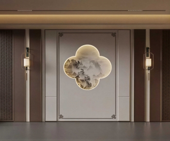 New Chinese Style TV Wall-ID:623631006