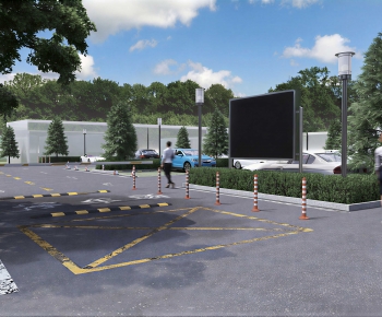 Modern Outdoor Parking Lot-ID:698394068