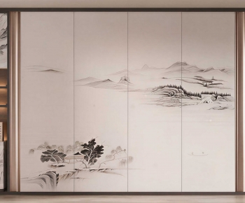 New Chinese Style TV Wall-ID:513243917