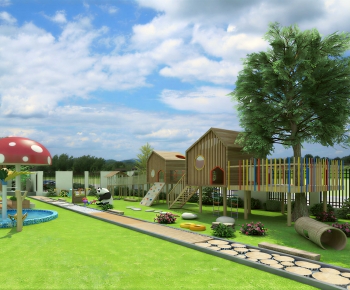 Modern Outdoor Space In Kindergarten-ID:859281065