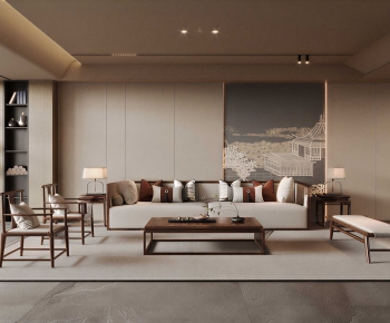 New Chinese Style A Living Room-ID:927237993