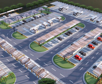 Modern Outdoor Parking Lot-ID:770586975
