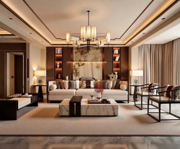 New Chinese Style A Living Room-ID:144351019