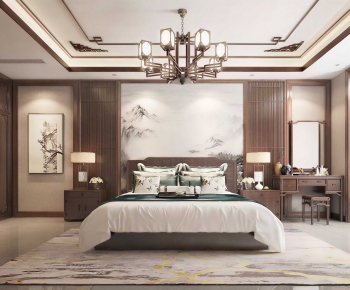 New Chinese Style Bedroom-ID:668470959