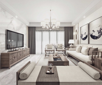 New Chinese Style A Living Room-ID:894715073