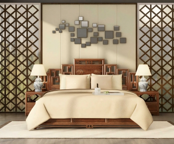 New Chinese Style Double Bed-ID:444076061