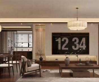 New Chinese Style A Living Room-ID:745852956